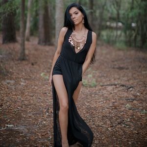 Black double lined sheer dress